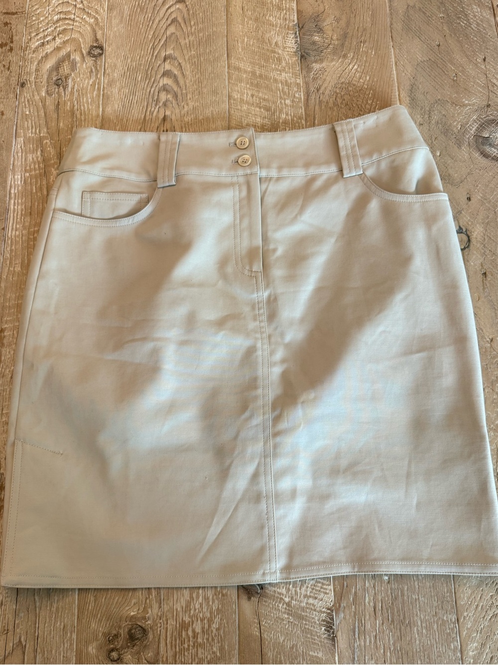 Etcetera Tan Mini Skirt with Button Waist 8